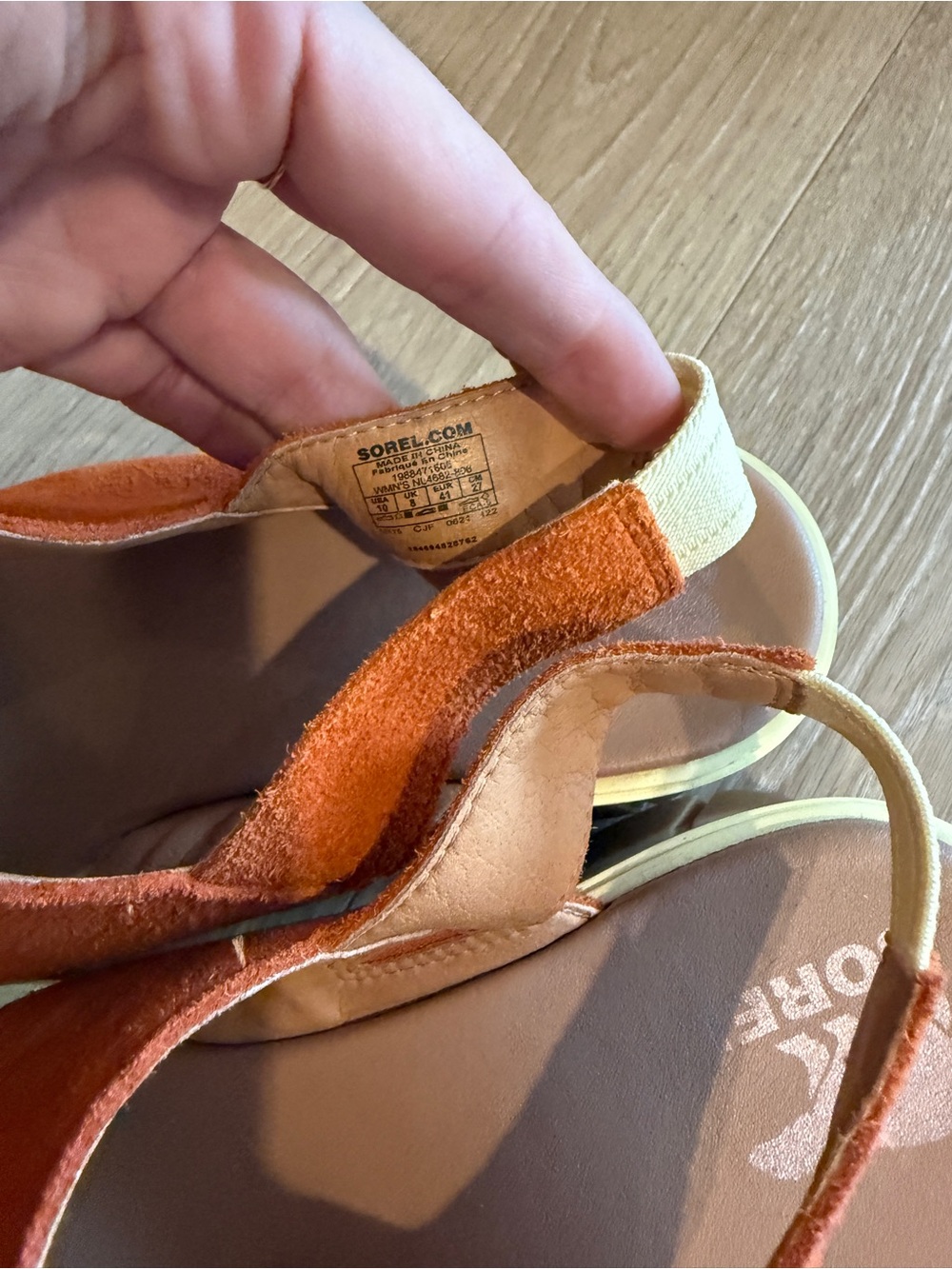 SOREL Joanie III Women's Orange Suede Platform Slingback Sandals Wedge - 10 - Picture 5 of 7